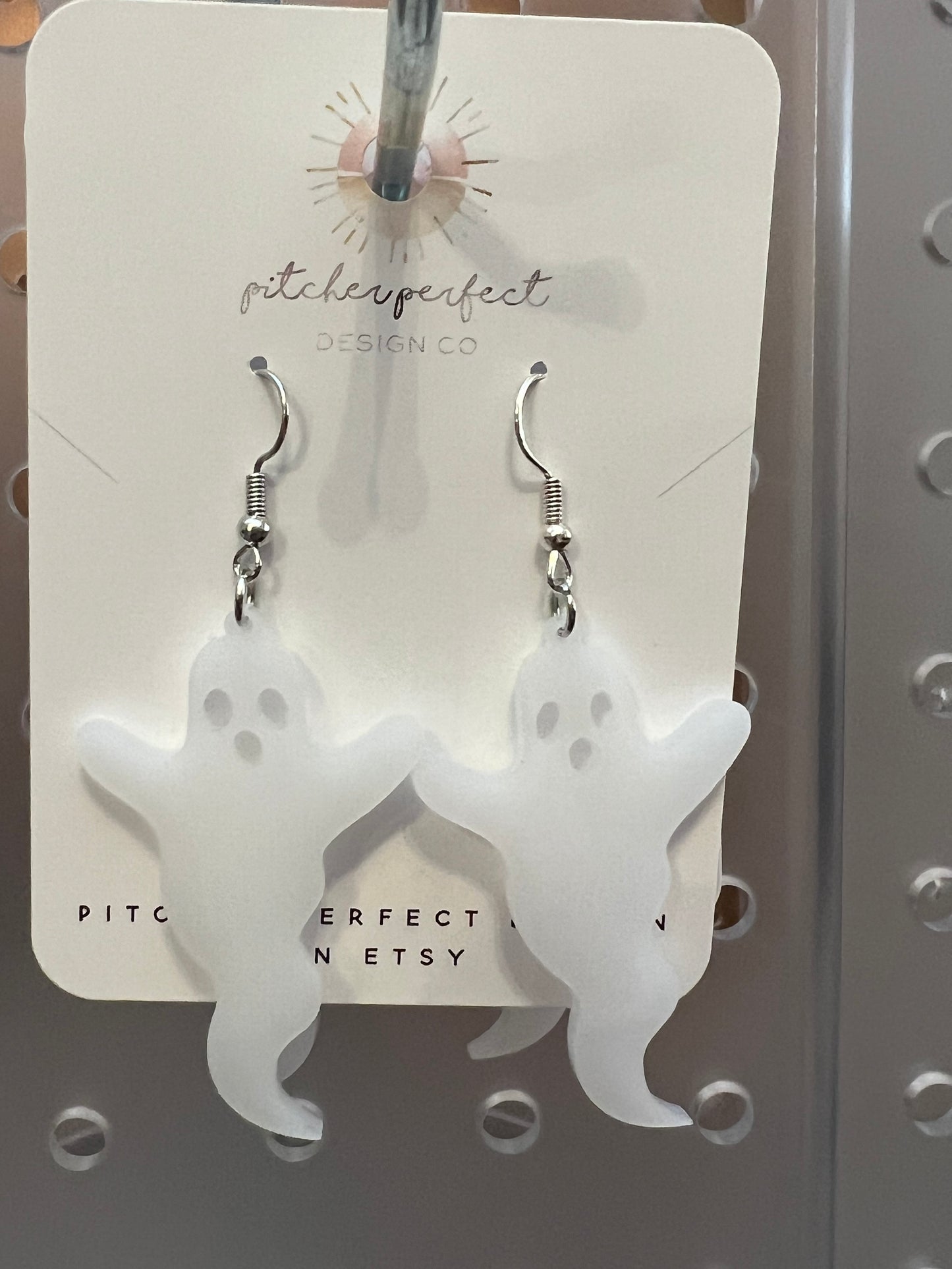 White Acrylic Ghost earrings